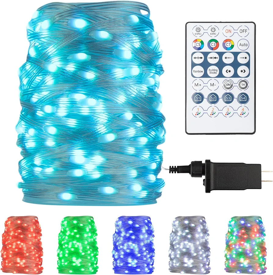 Pure Garden Color Changing Rope Lights - 72ft 200 LED Lights with 10 Color Options, Remote, 6ft Plug - Waterproof Outdoor Lighting for Home Décor