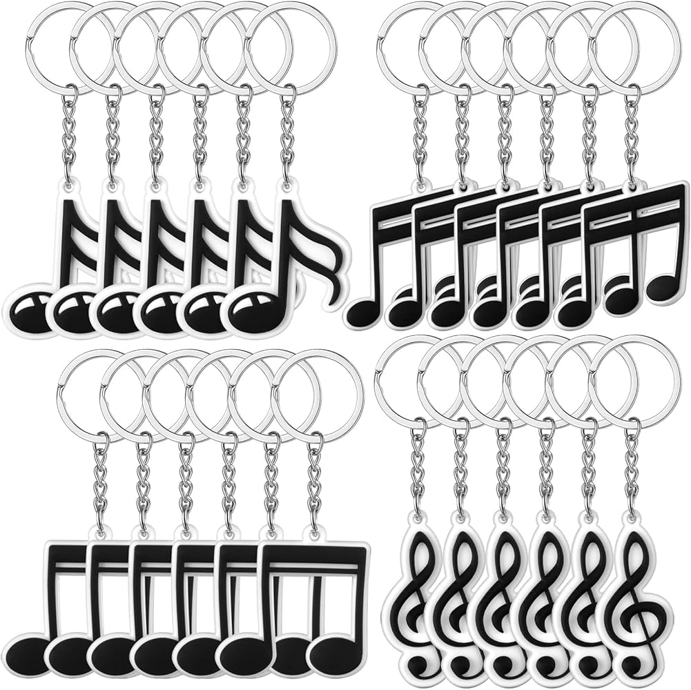 Fumete Music Party Favors Silicone Music Note Keychain Bulk Music Themed Birthday Party Supplies for Kids Classroom Back To School Gifts