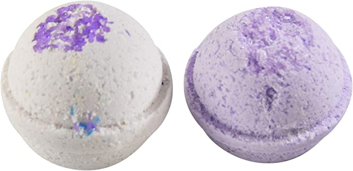 Candles and Cream Lavender Bath Bombs, Invigorating and Luxurious, All-Natural Spa Fizzies for Stress Relief and Aromatherapy-Set of 2