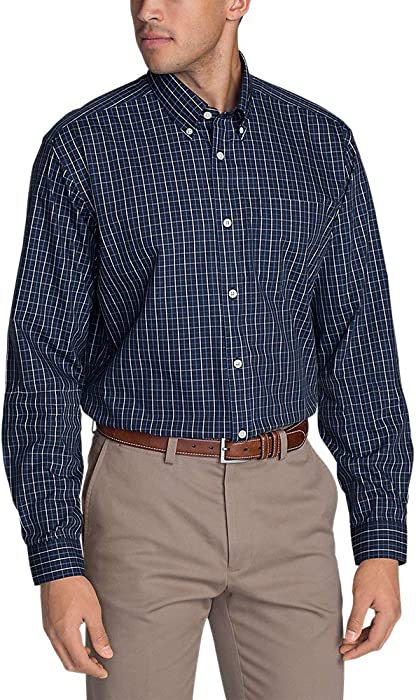 Eddie Bauer Men's Wrinkle-Free Relaxed Fit Pinpoint Oxford Shirt - Blues