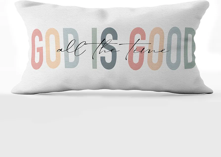 God is Good All The Time Boho Christian Quote Throw Pillow Covers 12x20 inch Bedroom Living Room Home Decor,Christian Women Girls Gifts