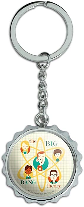 Big Bang Theory Retro Art Keychain Chrome Plated Metal Pop Cap Bottle Opener