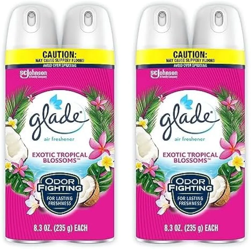 Glade Air Freshener Odor Fighting Room Spray, Exotic Tropical Blossoms, 8.3 oz, 2 Count (Pack of 2)