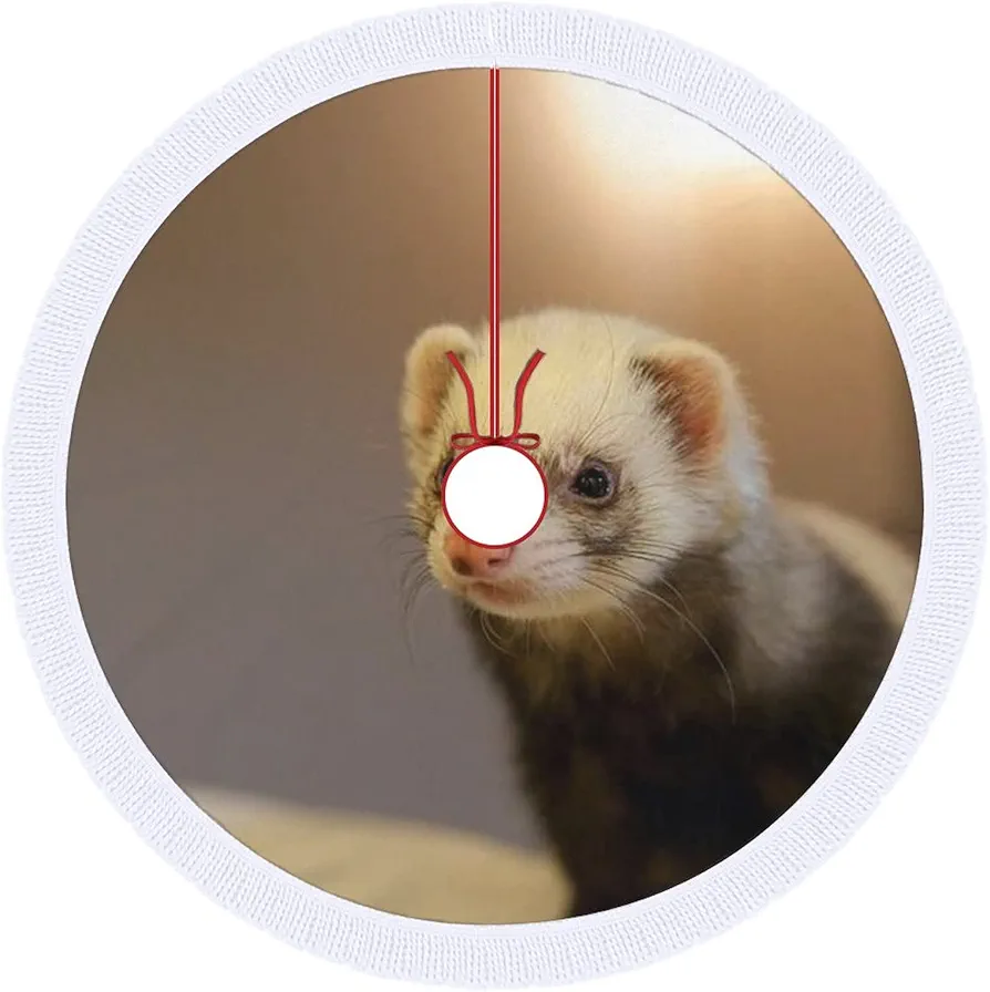 Cute Ferret Pet Christmas Tree Skirt Mat Party Decorations Indoor Outdoor Living Room Home Decor 48"x48"