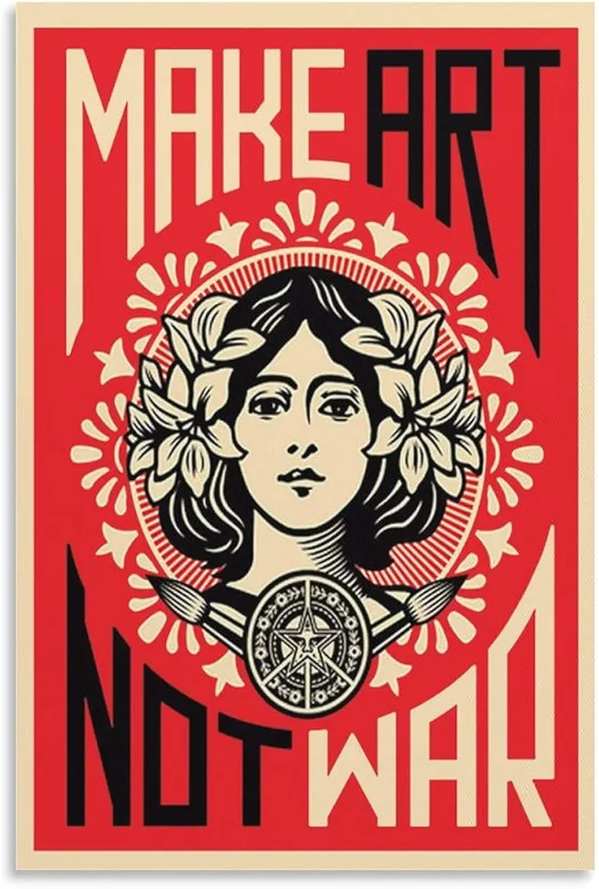 Generic Shepard FAIREY Dit OBEY (1970) - Make Art Not War Poster Decorative Painting Canvas Wall Art Living Room Posters Bedroom Painting 20x30inch(50x75cm), Unframe-style