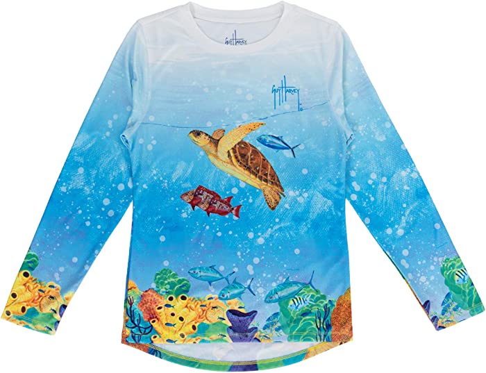 Guy Harvey Girl's Long Sleeve Performance Shirt with 30+ UPF Sun Protection