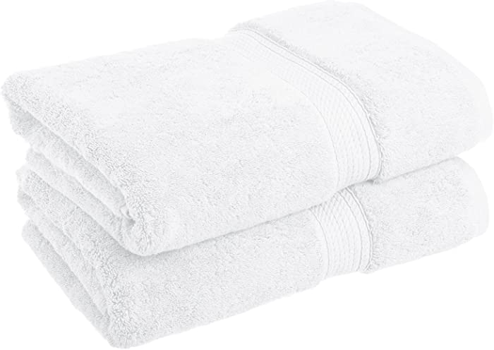 SUPERIOR - 900GSM BATH WH Egyptian Cotton Solid Towel Set, 2PC Bath, White, 2 Count