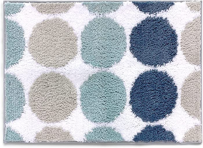 Sunlit 17"x24" Bathroom Rug, Non-Slip Absorbent Soft Shaggy Farmhouse Bath Mat, Floor Mat Dry Fast Machine Washable, Polka Dot