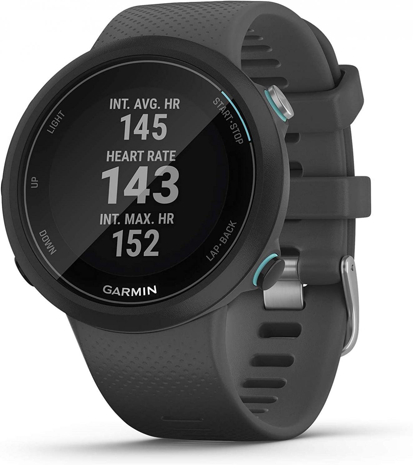 Garmin Swim 2, GPS Swimming Smartwatch for Pool and Open Water, Underwater Heart Rate, Records Distance, Pace, Stroke Count and Type, Slate Gray (Renewed)