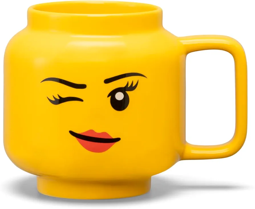 Room Copenhagen LEGO Ceramic Mug Winking Girl, Large, 17.9 Fl. Oz. (530 mL)