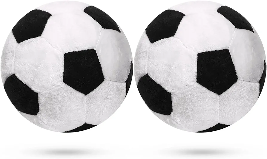 2 Pieces Plush Soccer Balls Soccer Ball Stuffed Pillow Black and White Soft Throw Pillows for Girls and Boys Soccer Ball Themed Room Decor Sport Themed Party Decoration, 7.5 Inch