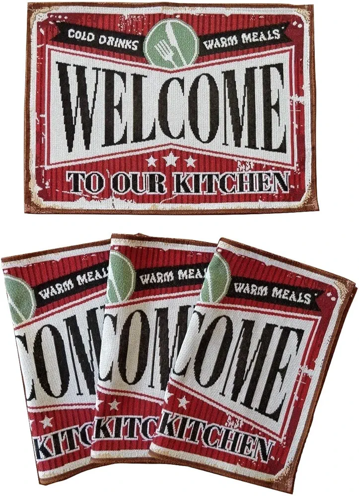 Rustic Placemats Set of 4 - Perfect for Kitchen and Retro Dining Room Table Decor | Farmhouse Place Mats