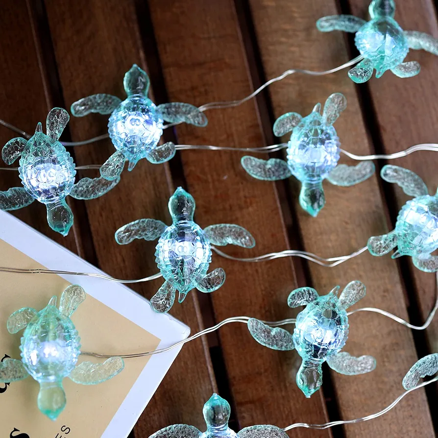 JASHIKA Beach Theme -Cute Green Sea Turtle String Lights- Ocean Fairy Decorative Lights- 10ft 30 LEDs -USB Powered -Multi-Function- Remote Control-Christmas -House Party- Bathroom -Baby Shower Decor