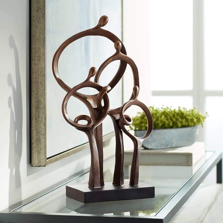 Kensington Hill Abstract Family Modern Rustic Standing Sculpture Tall 19 1/4" High Bronze Brown Cast Resin for Living Room Dining Bathroom Bedroom Office End Table Book-Shelf Mantle Dresser