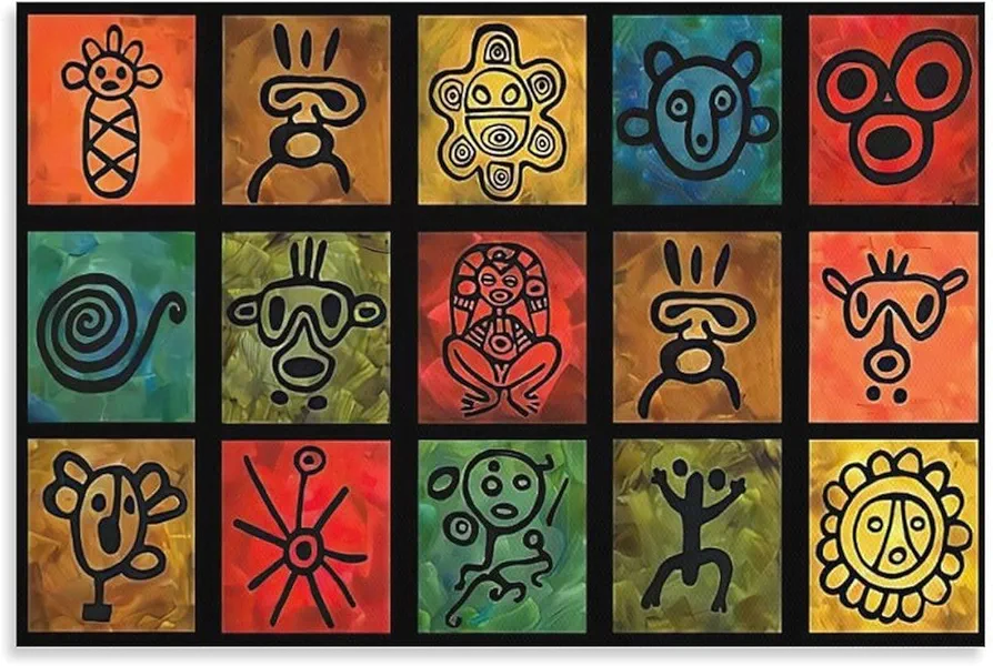 generic Abstract Wall Poster Puerto Rican Art Taino Symbols Art Poster Canvas Wall Art Prints for Wall Decor Room Decor Bedroom Decor Gifts Posters 20x30inch(50x75cm) Unframe-style