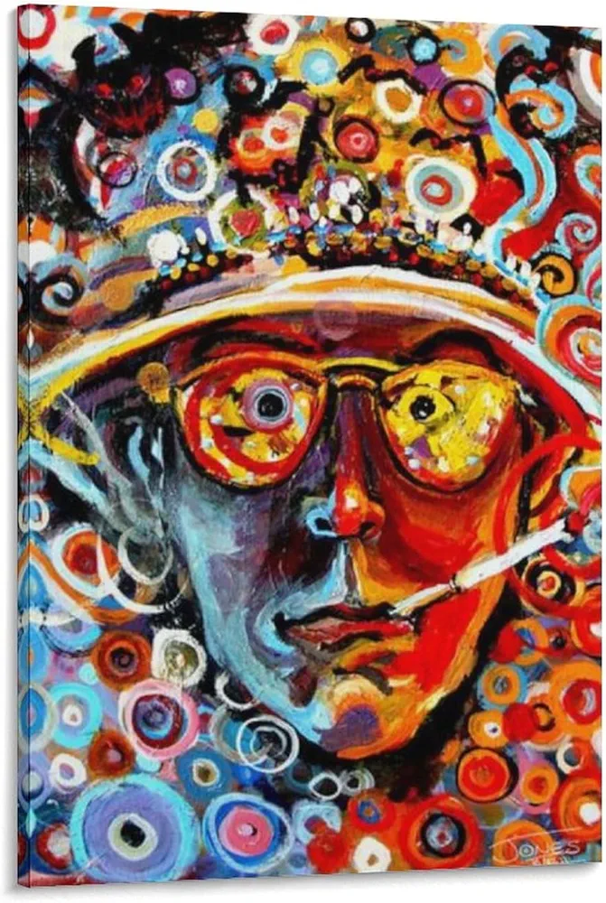 Man Portrait Poster Hunter S Thompson Posters (2) Surrealism Posters Canvas Wall Art Prints for Wall Decor Room Decor Bedroom Decor Gifts Posters 16x24inch(40x60cm) Frame-style