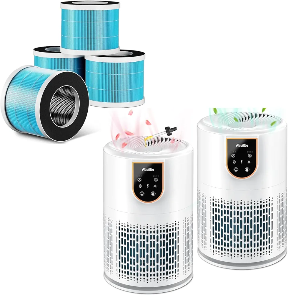 2-Pack Air Purifiers for Home+4-Pack Replacement Filters for Air Purifier AP0801