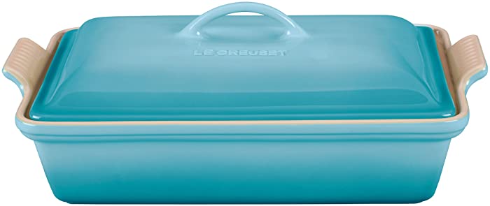 Le Creuset Heritage Stoneware 12-by-9-Inch Covered Rectangular Dish, Caribbean