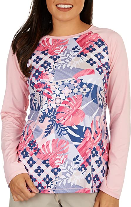 Reel Legends Womens Reel-Tec Ragland Print Long Sleeve Top