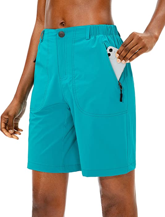 Pudolla Women's Hiking Cargo Shorts Quick Dry Summer Travel Shorts for Women with Zipper Pockets for Outdoor Walking Kayaking