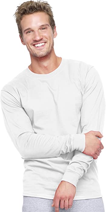 Hanes Mens Tagless 100% Cotton Long Sleeve T-Shirt