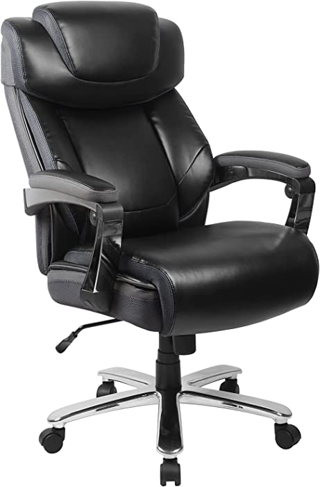 Flash Furniture HERCULES Series Big & Tall 500 lb. Rated Black LeatherSoft Executive Swivel Ergonomic Office Chair with Adjustable Headrest