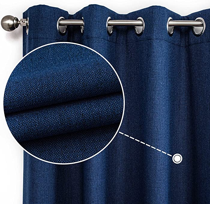 CUCRAF Full Blackout Window Curtains,Thermal Insulated Room Darkening Drapery for Bedroom Living Room,2 Panels Set(52 x 95 inches, Navy Blue)