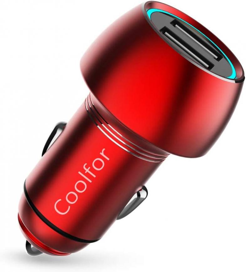 USB Car Charger,Coolfor 36W Dual Fast Car Charger Adapter Compatible with iPhone 11/Xs/Xs max/Xr/X/8/7/6/5,iPad Pro/Air/Mini/,Samsung Galaxy S10/S9/S9+/S8/S7,Note 9/Note8,LG,Pixel and More,Red