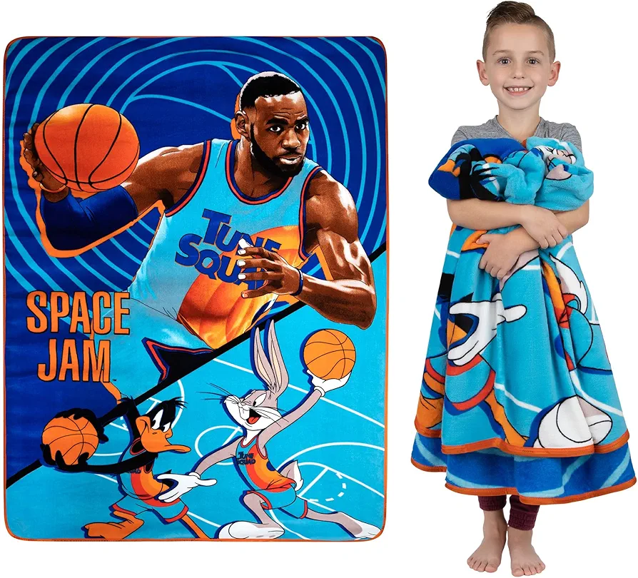 Franco Kids Bedding Super Soft Plush Micro Raschel Blanket, 62 in x 90 in, Space Jam 2 A New Legacy