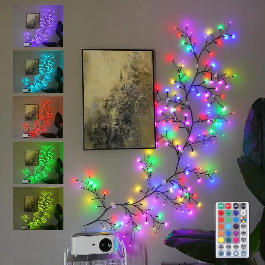 Enchanted Vines for Home Decor, Christmas Decorations 18 Multi-Color 144 LED 6FT Willow Vine Lights Indoor Decor Artificial Plants Tree Lights for Walls Bedroom Living Room Decor Aesthetic