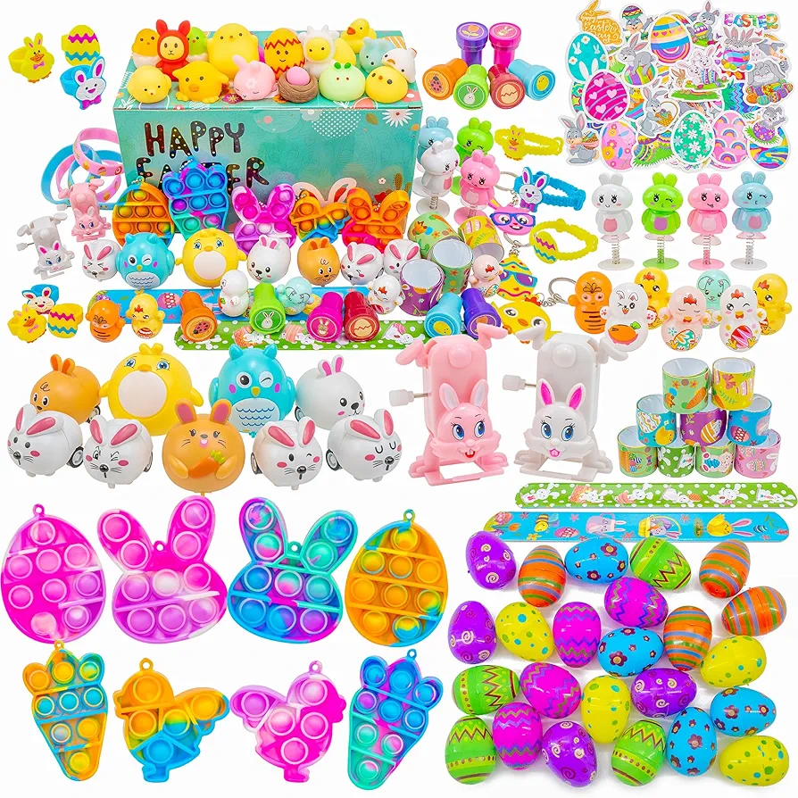 116 Pack Easter Eggs With Toys, Colorful Plastic Eggs for Easter Theme Party Favor, Carnival Prizes, School Classroom Rewards, Treasure Box