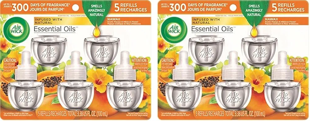 Air Wick Plug in Scented Oil Refill, Hawaii, 5ct, Air Freshener, Essential Oils (Pack of 2)