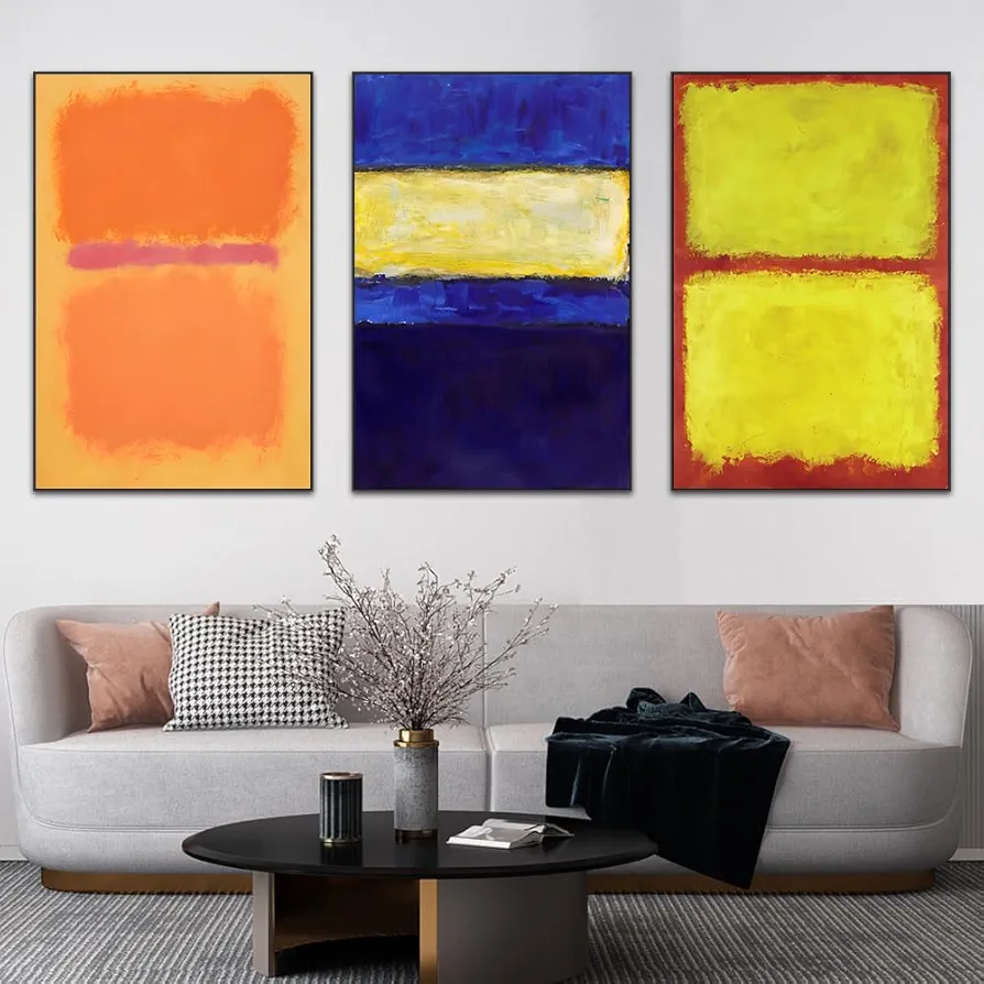 FCHUI Wall Art, Canvas Frame Simple Natura Abstract World Famous Painting Prints, Large Size Paintings Set of 3 Aesthetic Wall art decor for Living Room Bedroom Kitchen Office