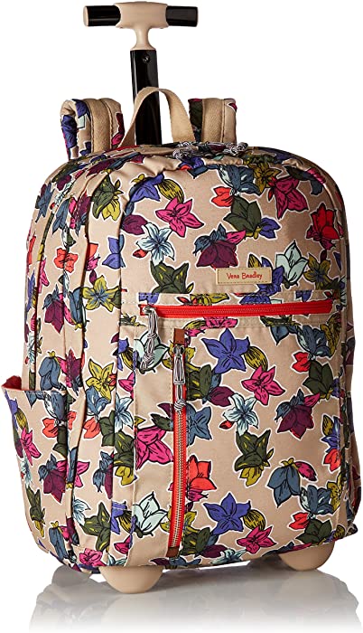 Vera Bradley womens Vera Bradley Women s Lighten Up Rolling Backpack Falling Flowers Neutral One Size, Falling Flowers Neutral, One Size US