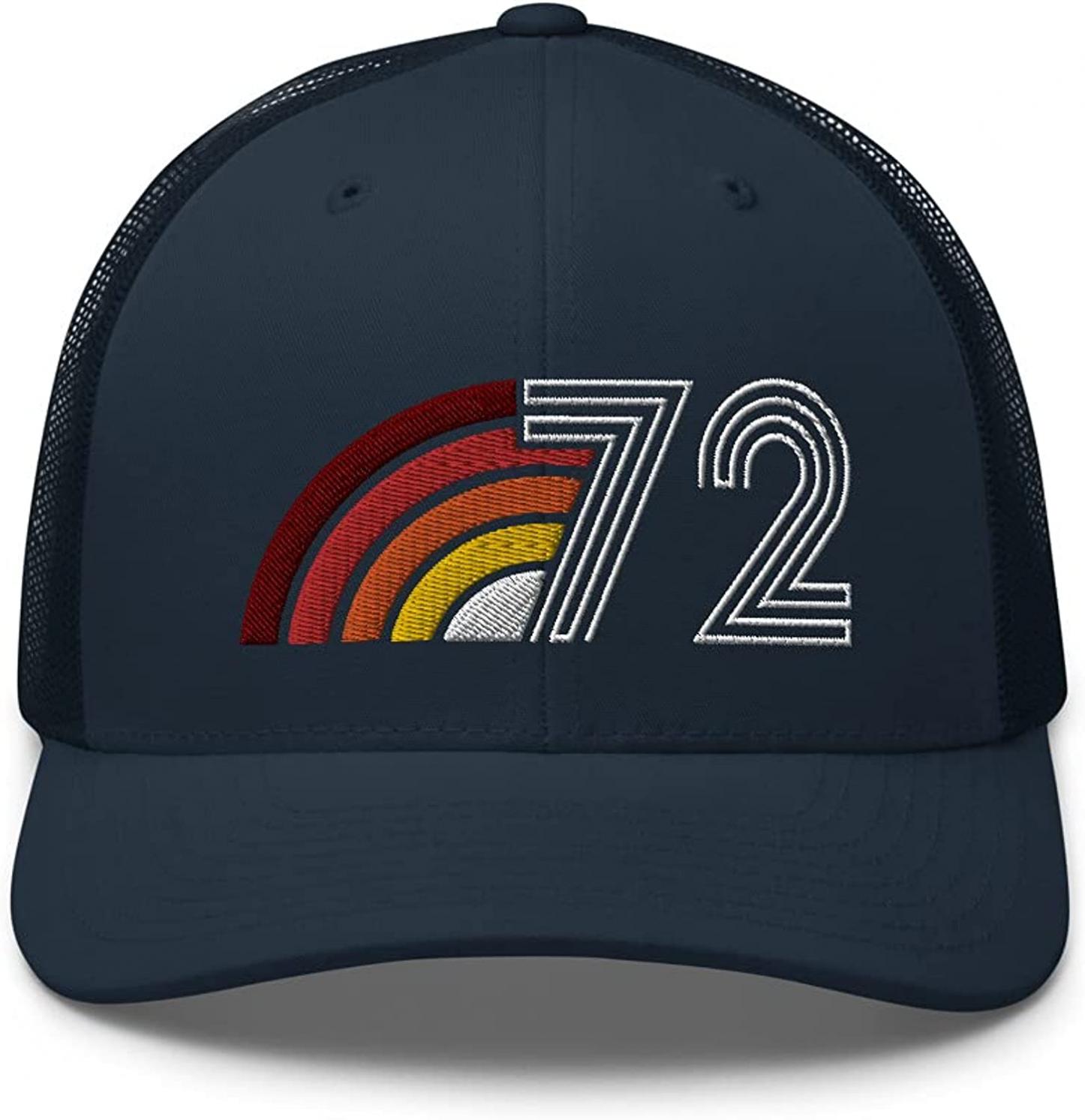 1972 72 Vintage Retro Aura Embroidered Trucker Hat | 50th Birthday Cap Gift Idea