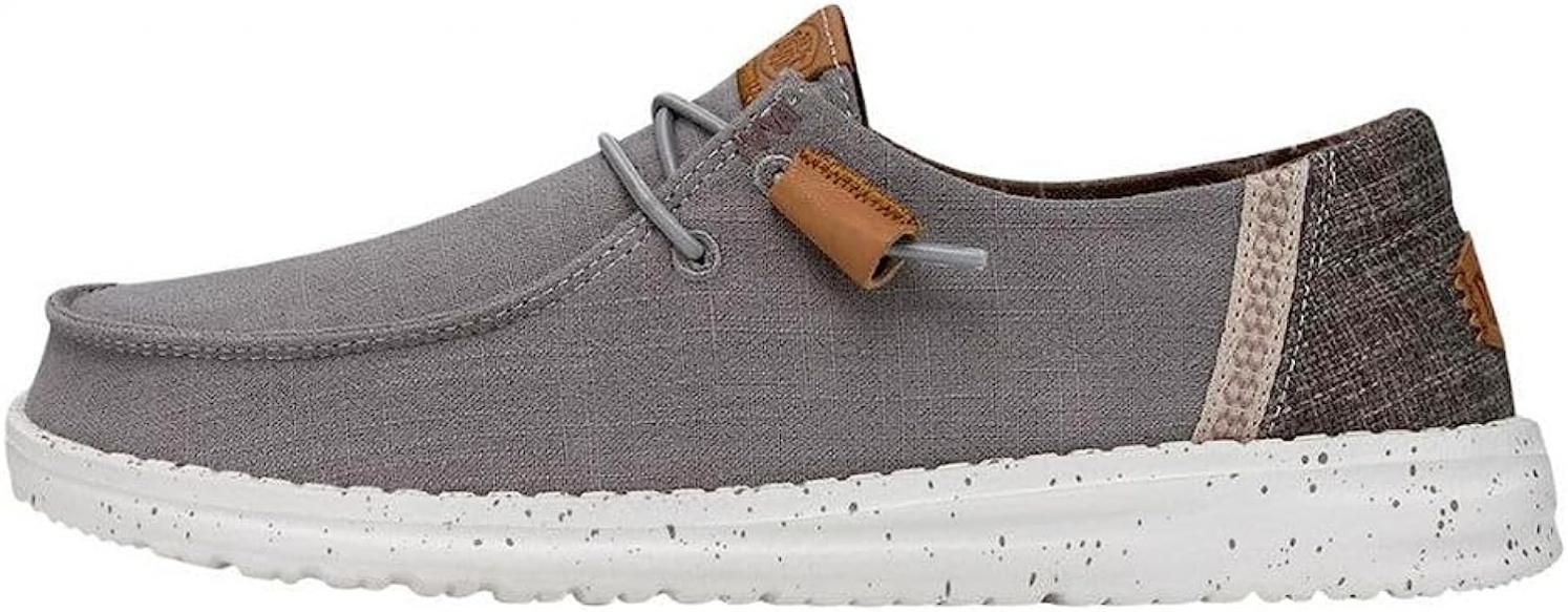 Hey Dude Women's Wendy Washed Canvas Grey Size 8 | Women's Shoes | Women's Slip-on Loafers | Comfortable & Light-Weight