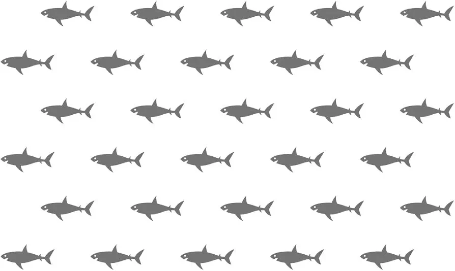 Shark Wall Decals - PVC Removable Wall Stickers with Cute Sharks, Sea Creatures and Fish - Ocean Wall Decor for Kids Room and Nursery - 32 Pieces - 3" x 6" Each JWH194 (Black)