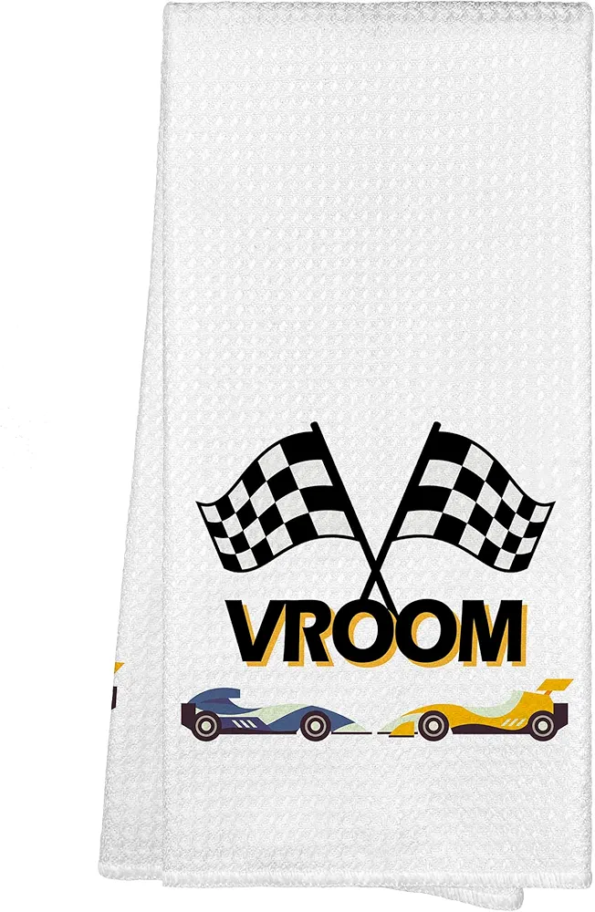 Race Car Kitchen Towels Towel, Nursery Race Car Decor Decorations Dish Hand Towels for Kitchen Bathroom Boys Room, Nursery Decor Gifts Towels for Women Men Boys 16x24 Inch