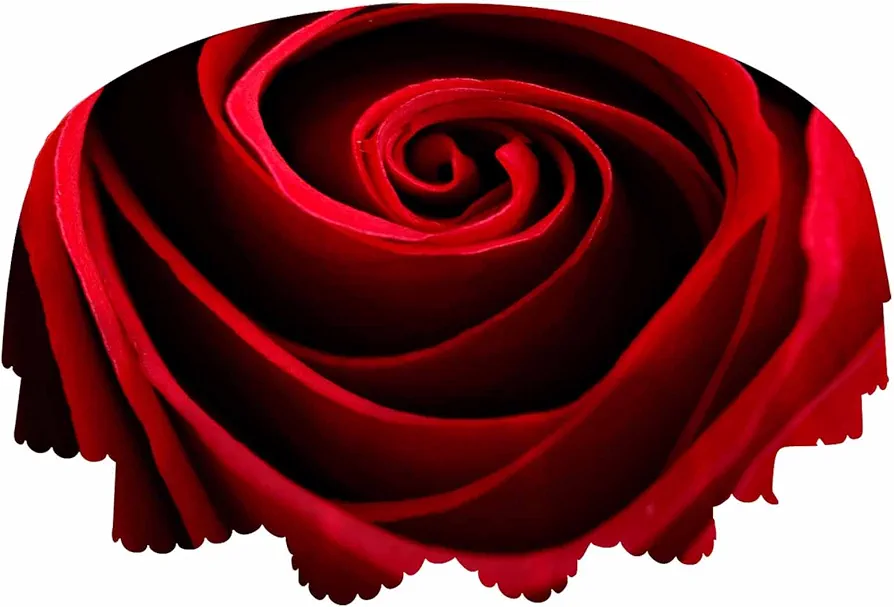 AOYEGO Rose Red Table Cloth Flower Bloom Romance Sweet Love Nature Round Tablecloth 60 Inch for Dining Room, Party, Banquet