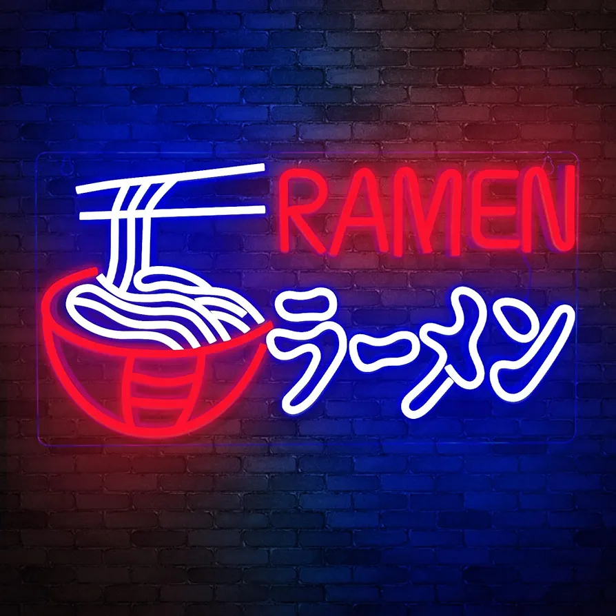 Ramen Neon Sign, LED Japanese Noodles Neon Light for Wall Decor, Noodle Light Up Signs, USB Powered Food Shop Neon Sign for Restaurant Store Kitchen Home Bar Cafe Dinning Room Christmas