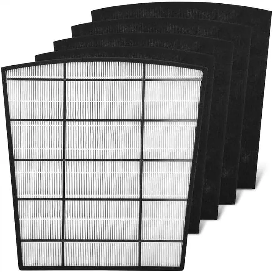 HP800 Filter Replacement Set, includes 1 H13 True HEPA Filter + 4 Carbon Fiber Pre-Filters, Compatible with Hunter HP800 Multi-Room Large Console Air Cleaners, Part # H-HF800-VP/H-PF800