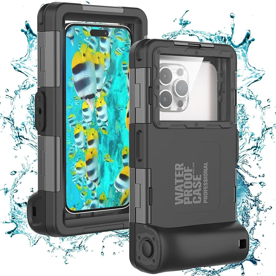 Waterproof Underwater Snorkeling Phone Case for iPhone 14/13/12/11 Pro Max Mini Xr/X/Xs/Samsung Galaxy Note10/9/8/S10/9/8 Ultra Plus Professional (Second Diving case, Black)