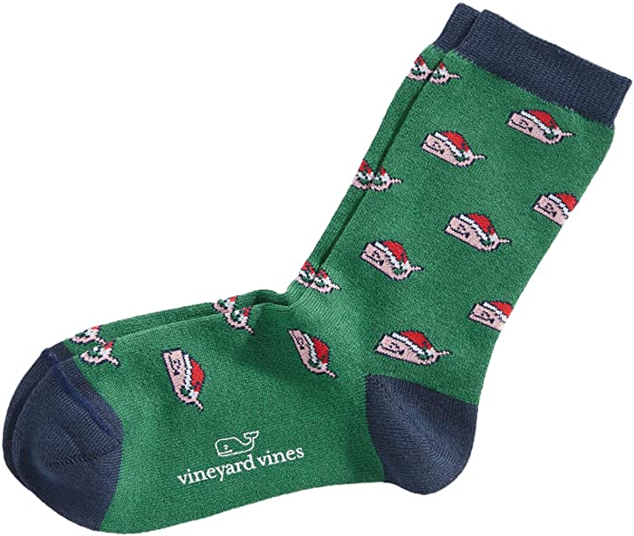 vineyard vines Boys Santa Whale Socks, Charleston Green, One Size