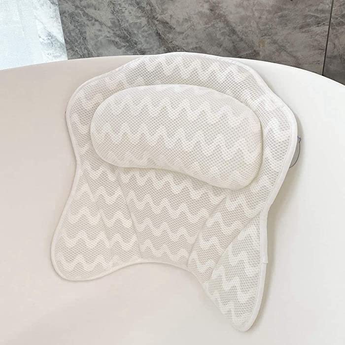 SICHU Bath Pillow Spa Bathtub Ergonomic for Tub, Neck, Head, Shoulder Pillows Support Luxury Soft Cushion Headrest with Strong Grip Suction Cups