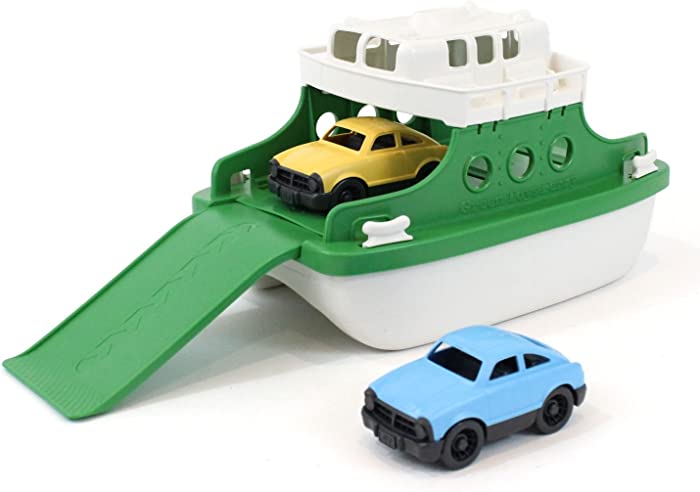 Green Toys Ferry Boat Bathtub Toy, Green/White, 10"X 6.6"x 6.3"