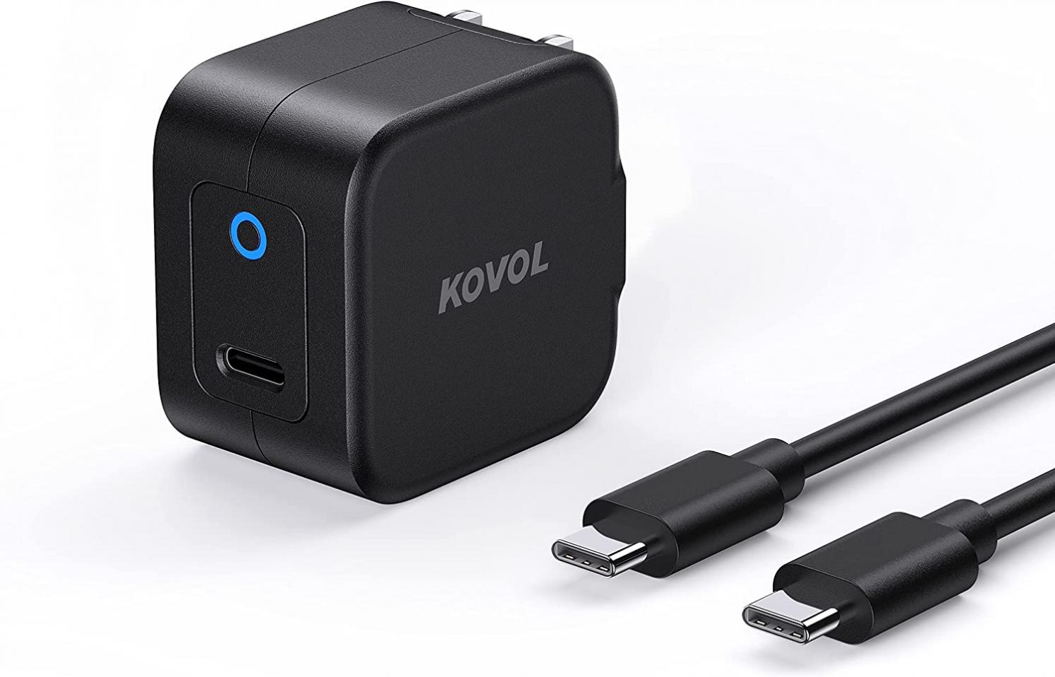 USB C Fast Charger, KOVOL Sprint 25W Super Fast Charger, Foldable Type C Wall Charger PPS PD for Samsung Galaxy S21/S21+/S21 Ultra/S20/Note 20/iPad Pro/iPhone, and More (5ft Charging Cable Included)