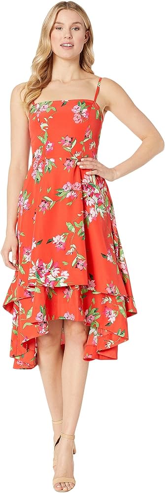 Vince Camuto Floral Square Neck Fit Flare Dress