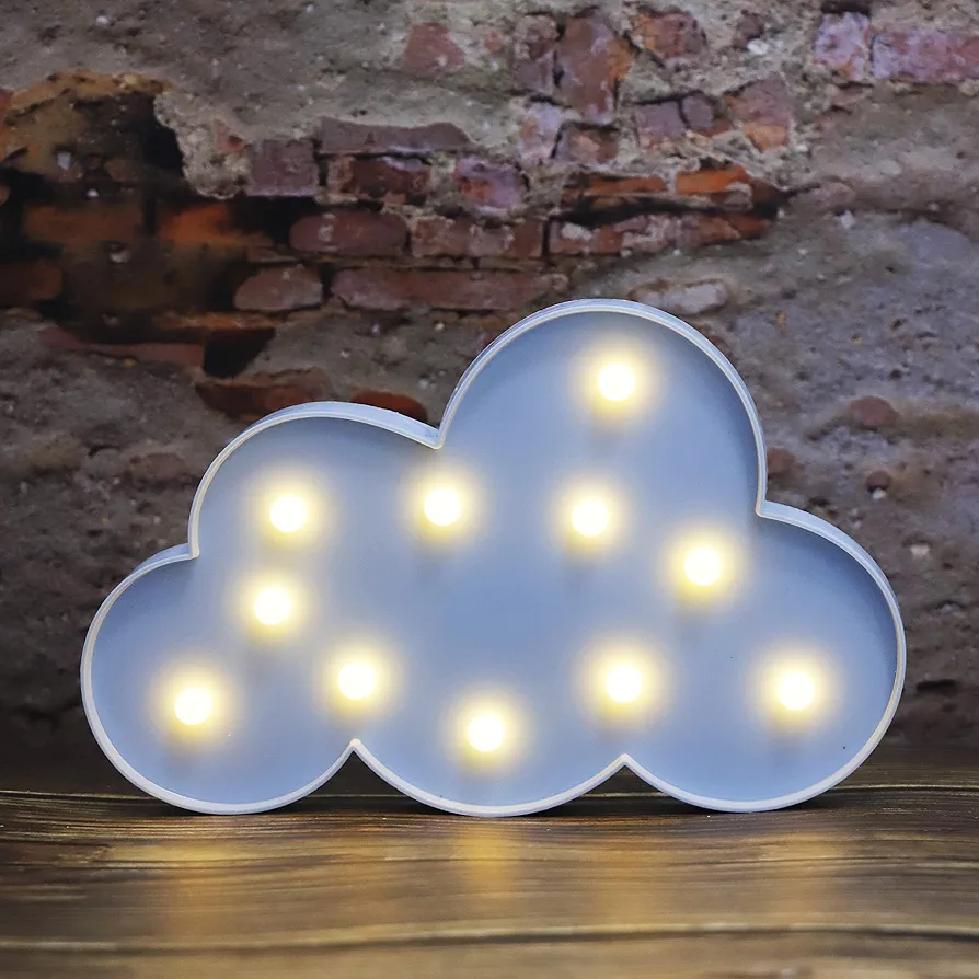 Blue LED Cloud Marquee Signs, Light Up Cloud Decorative Signs Hanging Hole Nursery Room Cloud Night Light for Baby Shower, Party Supply, Christmas Decor-Cloud(Blue)