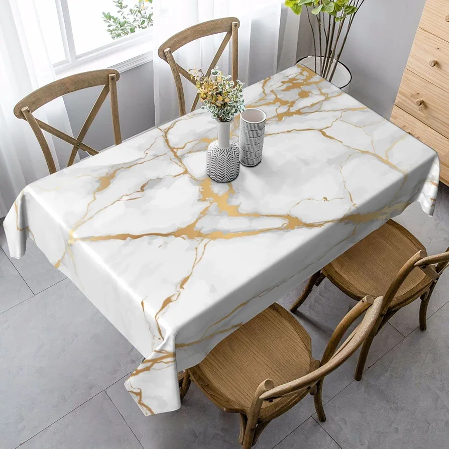 Marble Tablecloth Rectangle Table Cloth Washable Table Cover for Decoration Kitchen Dining Room 60x90 Inch