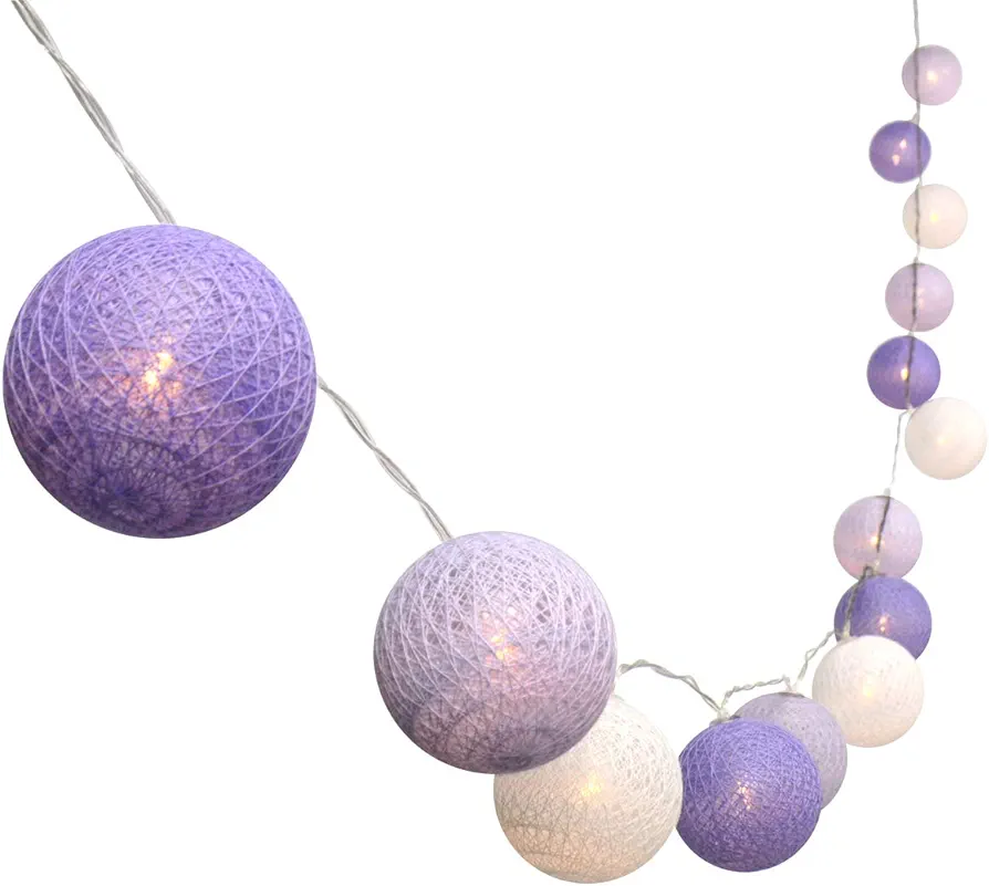 3M/10Ft 30 Purple White Ball LED Xmas Wedding Battery Operated String Fairy Light